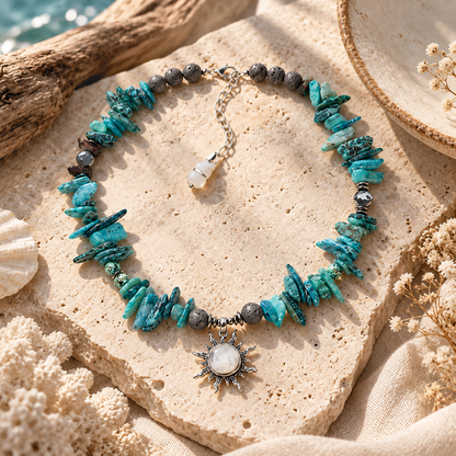 Gemcendra Solara Turquoise Sun Necklace
