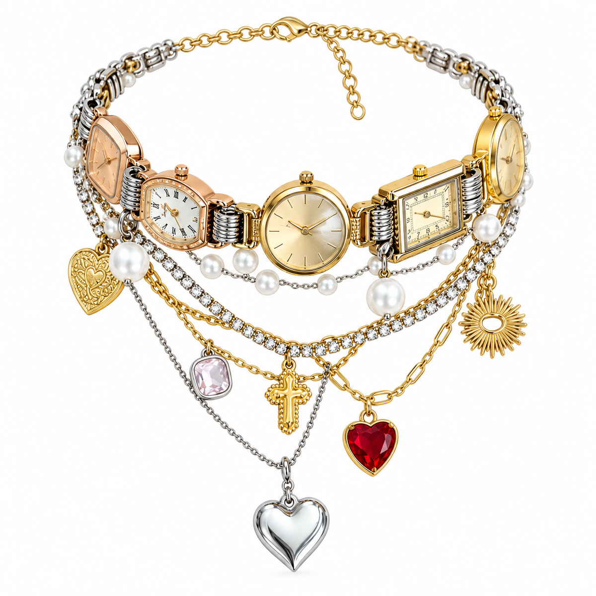 Gemcendra DANEER Époque Layered Timepiece Charm Necklace