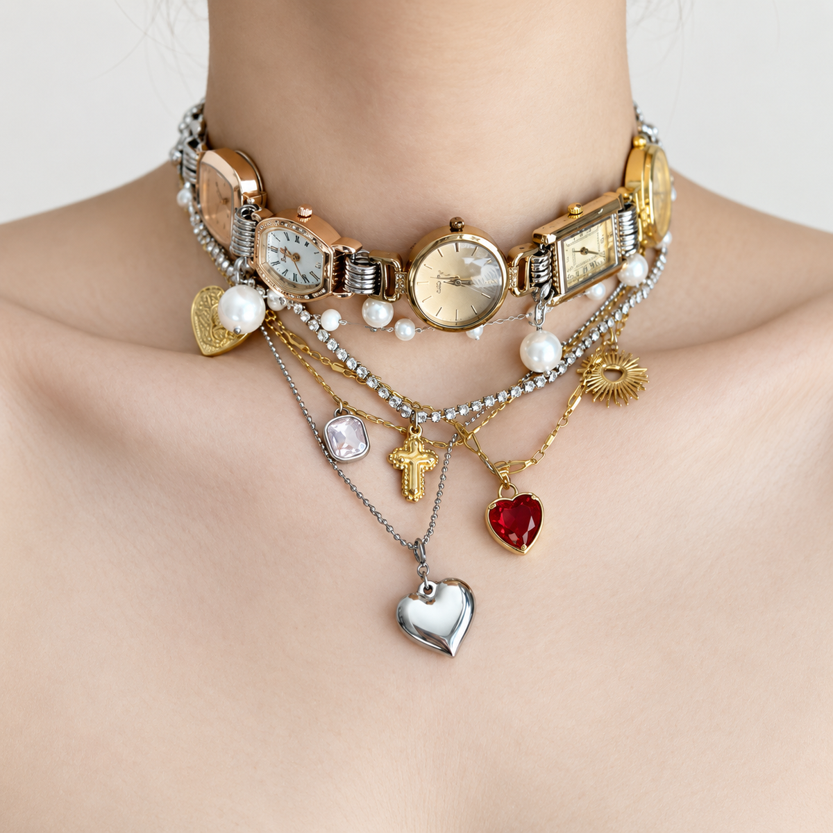Gemcendra DANEER Époque Layered Timepiece Charm Necklace
