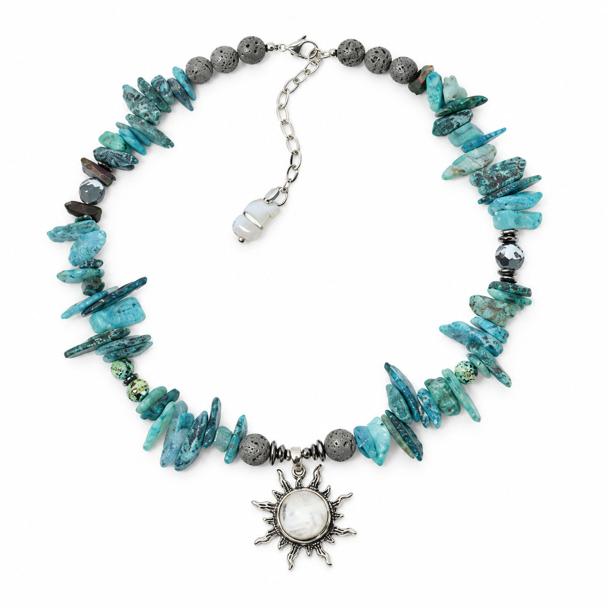 Gemcendra Solara Turquoise Sun Necklace