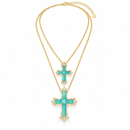 Gemcendra Celestia Turquoise Cross Layered Necklace