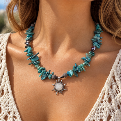 Gemcendra Solara Turquoise Sun Necklace